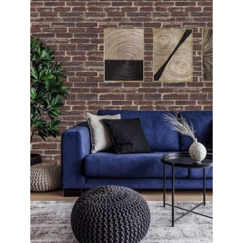Tapet 3D Autoadeziv, Panouri Perete Impermeabile cu Model Caramida, Placi PVC Izolante Termic si Fonic, 70 x 77 cm, 4 mm Grosime, Set 10 Bucati, 5.3 mp, Rosu Caramiziu