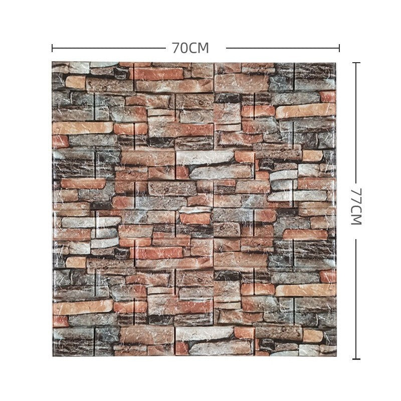 Tapet Autocolant 3D Model Caramida, Panouri Autoadezive Impermeabile, Protectie Anti-Coliziune, PVC, 70 x 77 cm, Grosime 3.5 mm, Set 10 Bucati, 5.3 mp, Multicolor