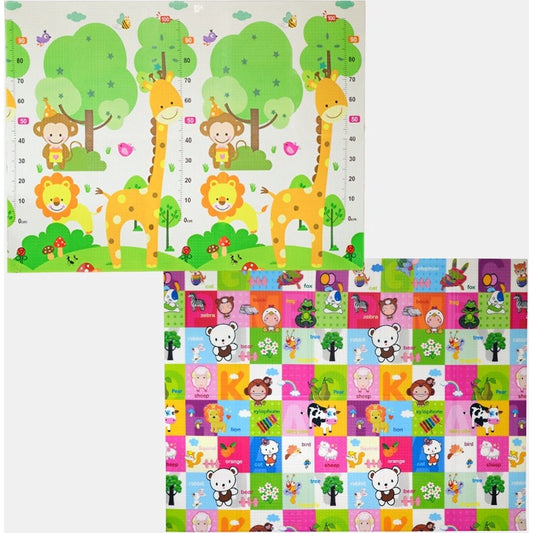 Covoraș de Joacă pentru Copii și Bebeluși, Pliabil cu 2 Fețe, Impermeabil și Antiderapant, Protecție Termică din Spumă XPE, Model Safari și Animale, 200 x 150 x 1 cm, Multicolor