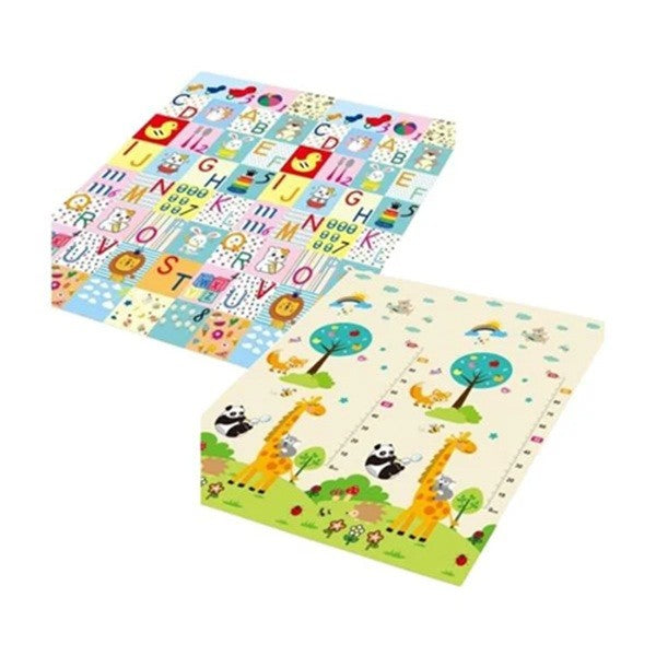 Covoraș de Joacă pentru Copii, Pliabil cu 2 Fețe, Impermeabil și Antiderapant, Protecție Termică din XPE și PE, Model Litere și Girafe, 180 x 200 x 1 cm, Multicolor