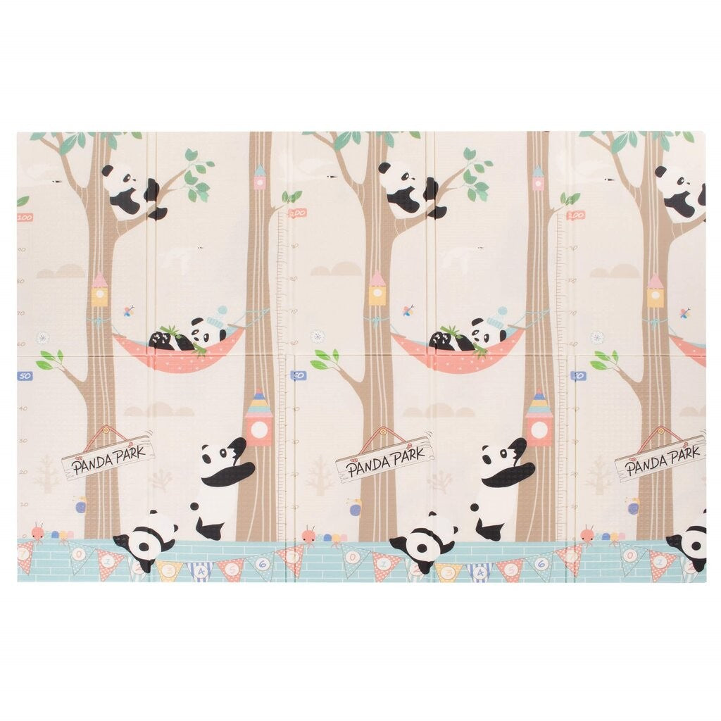 Covoraș de Joacă pentru Copii și Bebelusi, Pliabil, cu 2 Fețe, Impermeabil și Antiderapant, Spumă XPE și PE, Model Panda/Party, 180 x 200 x 1 cm