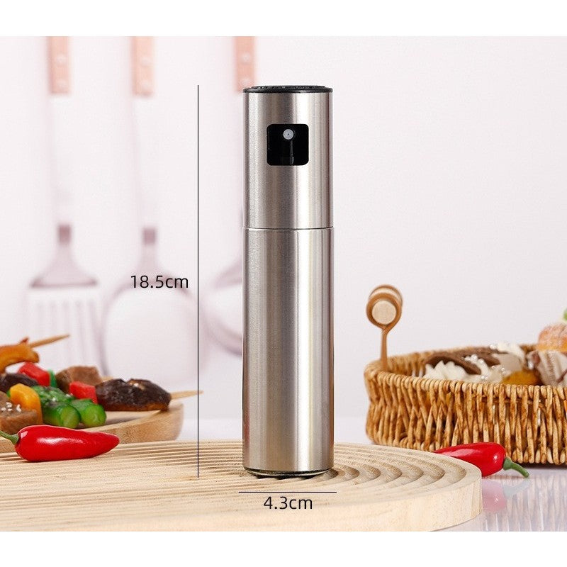 Pulverizator Ulei si Otet, Dozator Reincarcabil pentru Gatit Sanatos, Pulverizare Fina, Otel Inoxidabil, 100 ml, 18.3 x 4.3 cm, Argintiu