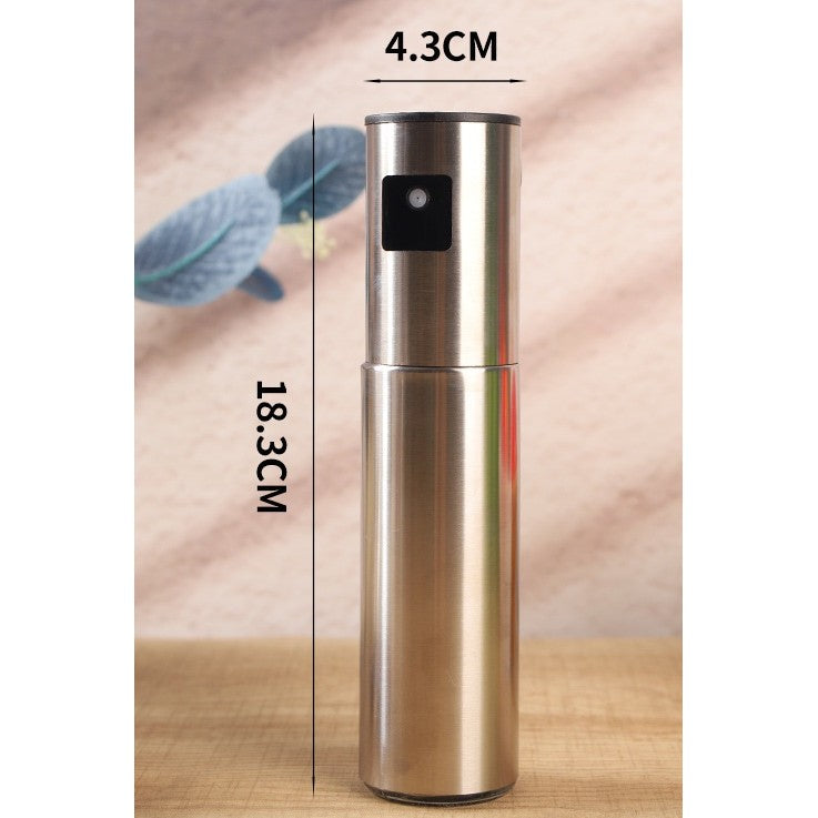 Pulverizator Ulei si Otet, Dozator Reincarcabil pentru Gatit Sanatos, Pulverizare Fina, Otel Inoxidabil, 100 ml, 18.3 x 4.3 cm, Argintiu