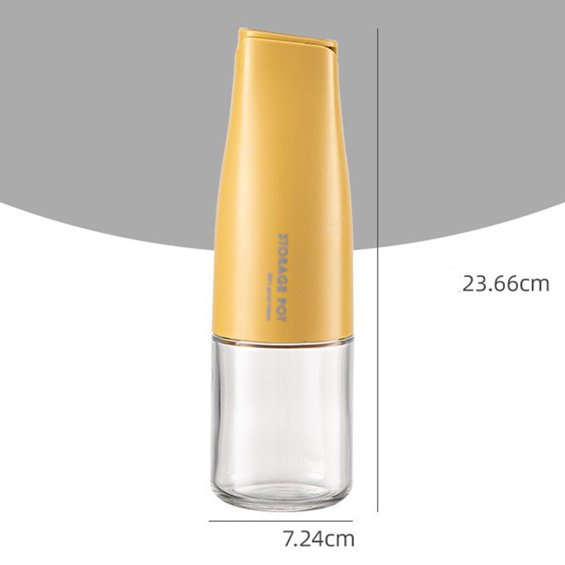 Sticla de Ulei cu Deschidere Automata, Dispenser pentru Lichide de Bucatarie, Recipient din Sticla si Plastic, 550 ml, Galbena