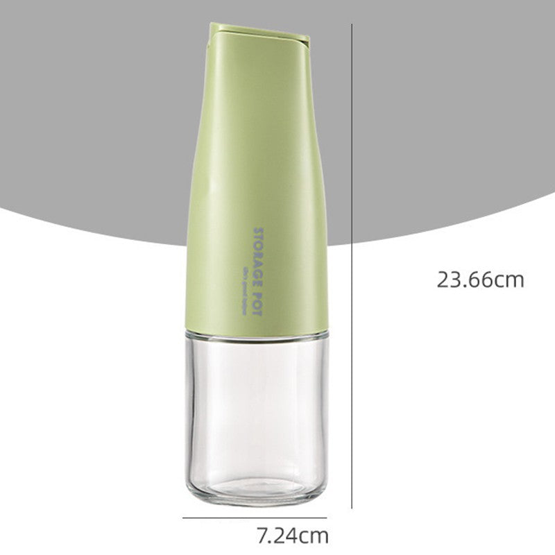 Sticla de Ulei cu Inchidere Automata, Dispenser pentru Lichide de Bucatarie, Recipient din Sticla si Plastic, 550 ml, 23.7 x 7.25 cm, Verde