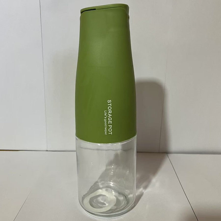 Sticla de Ulei cu Inchidere Automata, Dispenser pentru Lichide de Bucatarie, Recipient din Sticla si Plastic, 550 ml, 23.7 x 7.25 cm, Verde