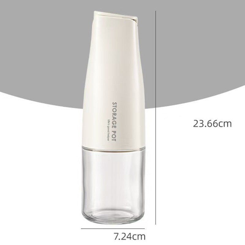Sticla de Ulei Automata, Dispenser pentru Lichide de Bucatarie, Recipient din Sticla si Plastic, 550 ml, 23.7 x 7.25 cm, Alba