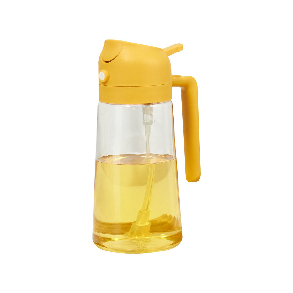 Recipient Ulei 2 In 1 Cu Functie Dubla Spray Si Turnare, Dozator Pulverizator Pentru Gatit Si Salate, Sticla Rezistenta Fara Scurgere, 470 ml, Galben