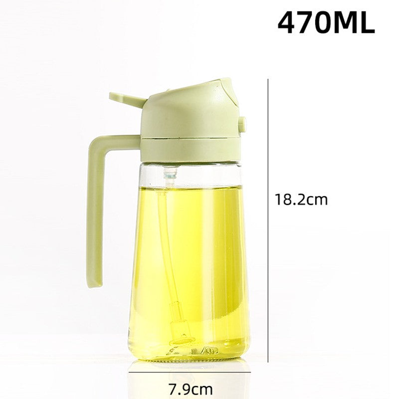 Recipient Ulei 2 In 1, Pulverizator Spray Si Turnare Controlata, Dozator Din Sticla Fara Scurgere, 470 ml, Verde