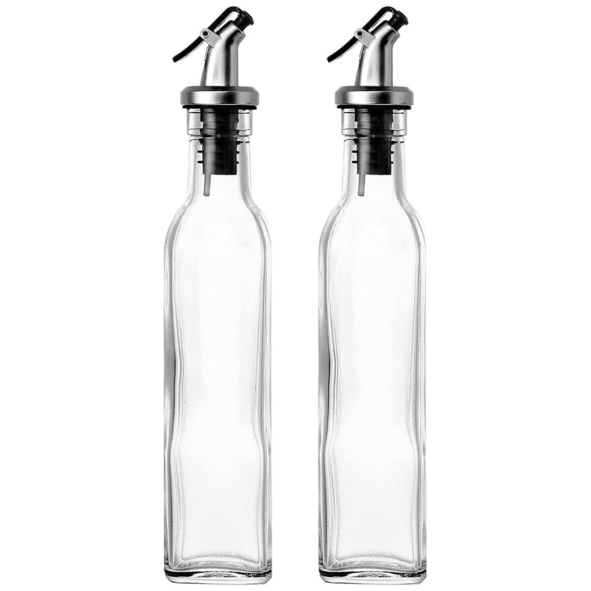 Set 4 Recipiente pentru Bucatarie, 2 Sticle Ulei si Otet cu Dozator 500 ml, 2 Borcane Condimente cu Capac si Lingurita 120 ml, Sticla Transparenta, 4 Piese