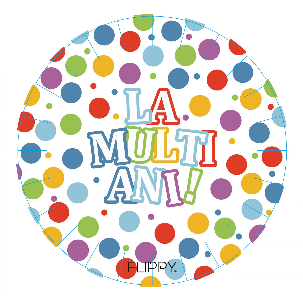 Set Farfurii de Unica Folosinta, Design Aniversar La Multi Ani cu Buline, Carton Laminat Rezistent, Multicolor, 23 cm, 6 Bucati