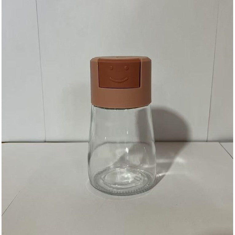 Dozator Condimente cu Buton, Masurare Precisa 5g, Recipient din Sticla Rezistent la Umiditate, 180 ml, 11.3 x 6.4 cm, Roz