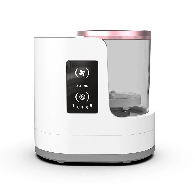 Dispozitiv Curatare si Uscare Pensule Machiaj, Functie Bidirectionala 850 RPM, Portabil, Alimentare USB 5V, ABS si Silicon, 17.3 x 12.1 x 17.5 cm, Alb