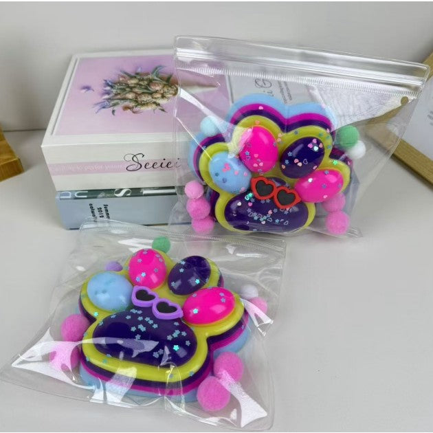 Jucarie Antistres Squishy, Model Labuta de Pisica Cat Paw, Revenire Lenta, Material TPR Moale, 12.5x10.5 cm, 220 g, Multicolor