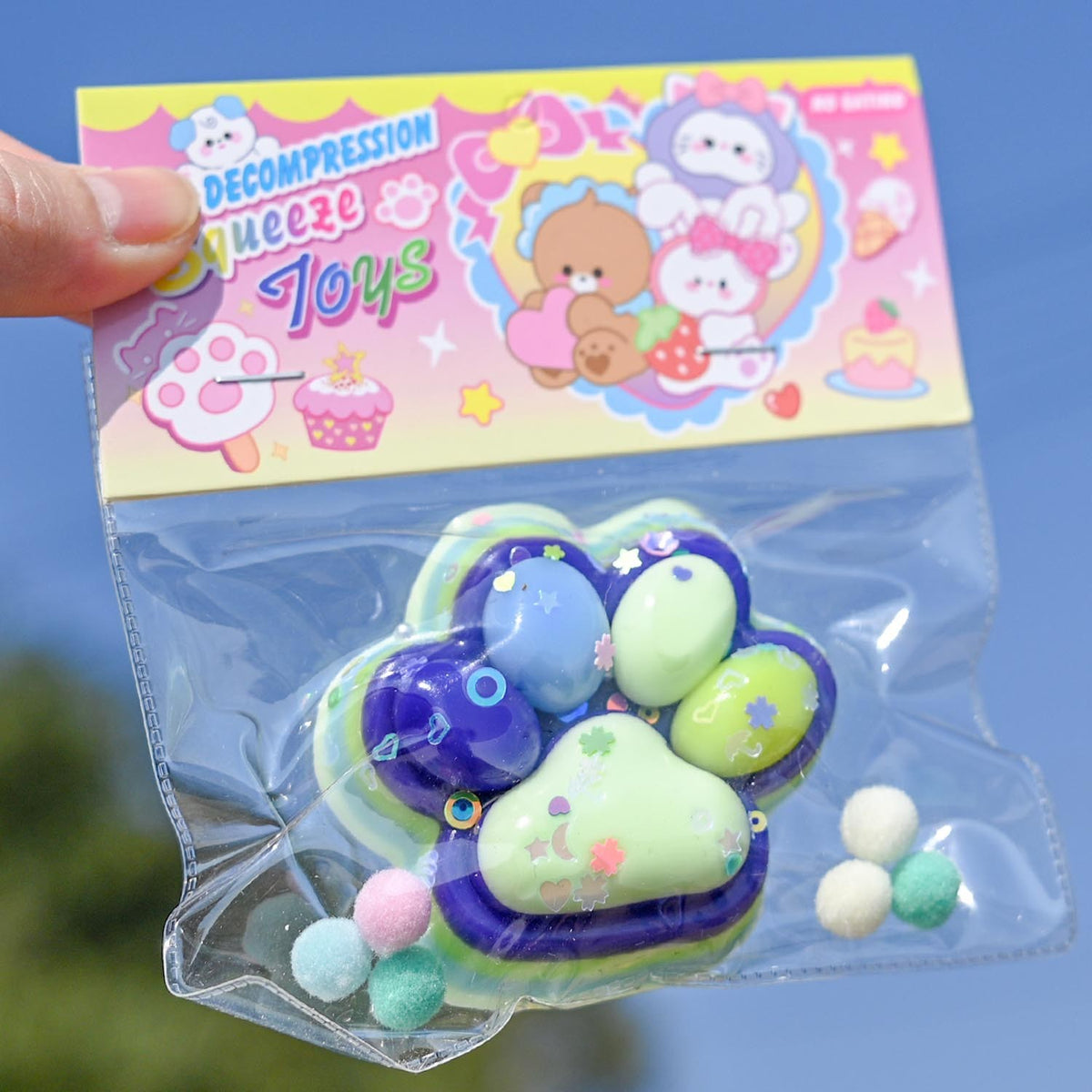 Jucarie Antistres Squishy, Model Labuta de Pisica Cat Paw cu Revenire Lenta, Squeeze Toy pentru Relaxare, Material TPR, 12.5x10.5 cm, 220 g, Multicolor