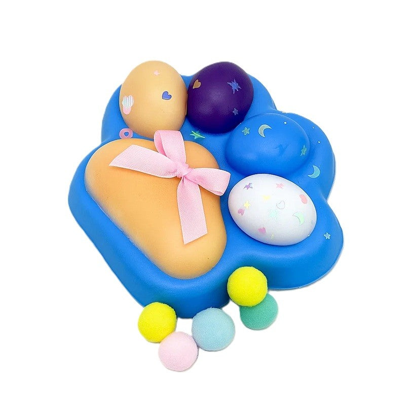 Jucarie Antistres Squishy, Model Labuta de Pisica Cat Paw cu Revenire Lenta, Material TPR Moale, 12.5x10.5 cm, 220g, Multicolor
