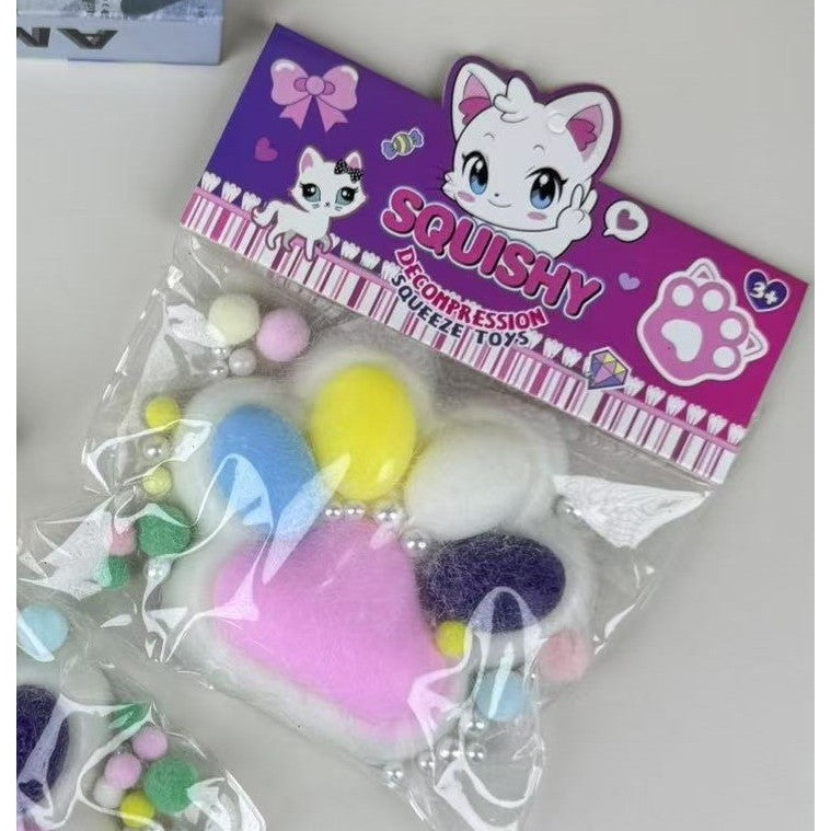 Jucarie Antistres Squishy, Model Labuta de Pisica Cat Paw, Revenire Lenta, Material TPR Moale, 12.5x10.5 cm, 220g, Multicolor