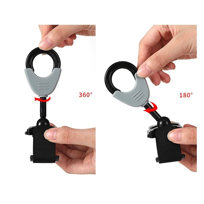 Set 2 Carlige pentru Carucior, Cap Rotativ 360 Grade, Suport Sacoșe și Genți, Plastic cu Prindere Velcro, Sarcina 2 kg, Negru