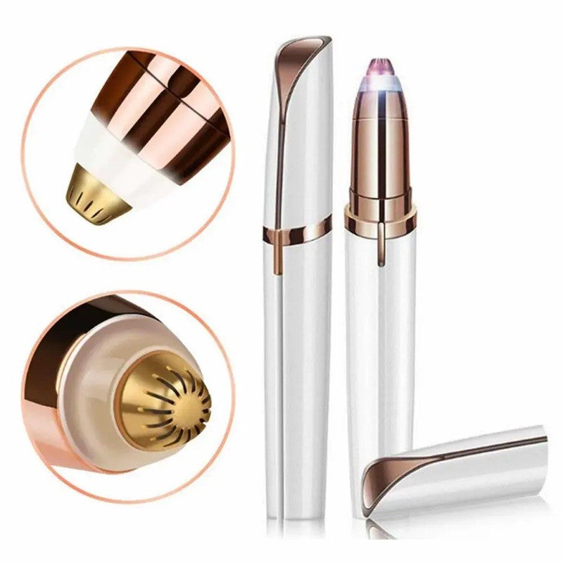 Trimmer Facial pentru Sprancene si Epilare Faciala, Reincarcabil USB, Cap Detasabil din Otel Inoxidabil, Portabil, ABS, 1.5 x 13 cm, Alb