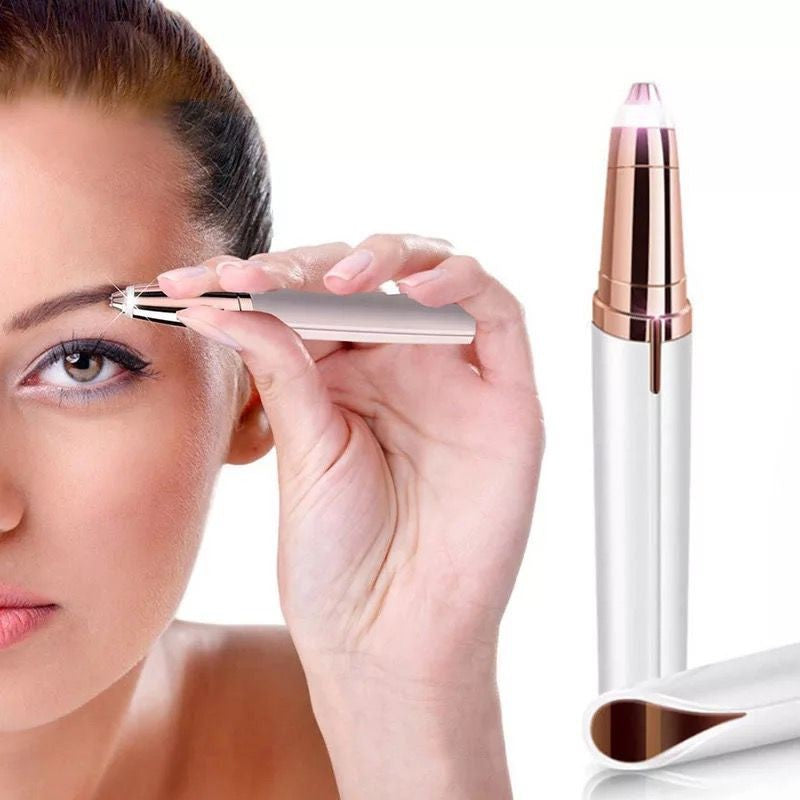 Trimmer Facial pentru Sprancene si Epilare Faciala, Reincarcabil USB, Cap Detasabil din Otel Inoxidabil, Portabil, ABS, 1.5 x 13 cm, Alb