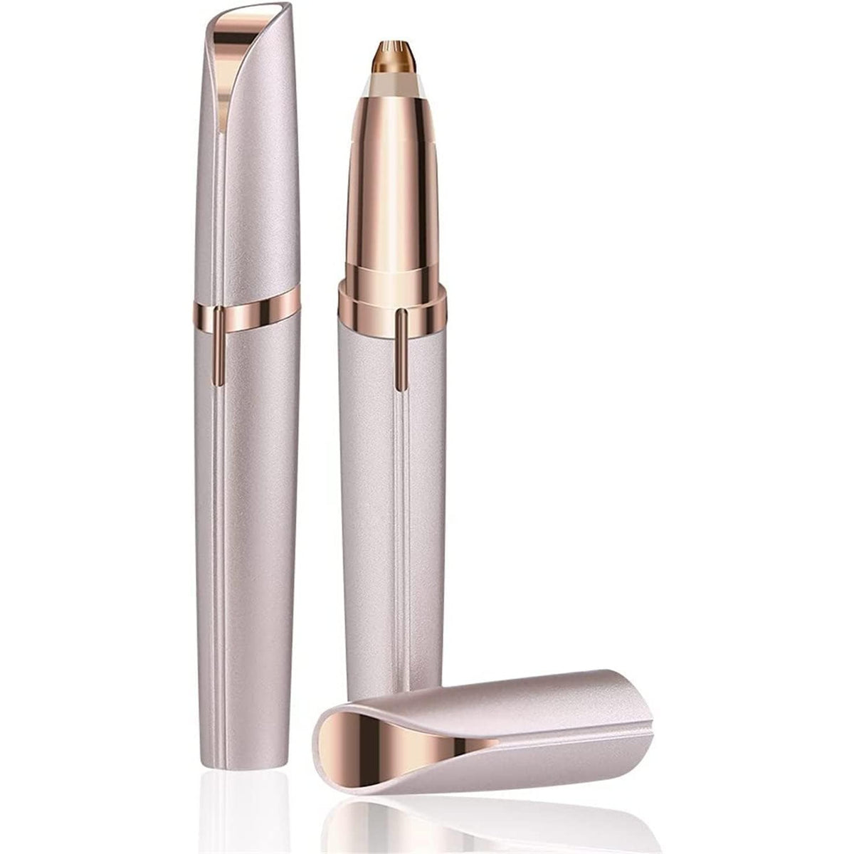 Trimmer Facial pentru Sprancene si Epilare Faciala, Reincarcabil prin USB, Lama Otel Inoxidabil si ABS, 1.5 x 13 cm, Sampanie