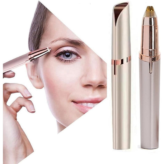 Trimmer Facial pentru Sprancene si Epilare Faciala, Reincarcabil prin USB, Lama Otel Inoxidabil si ABS, 1.5 x 13 cm, Sampanie