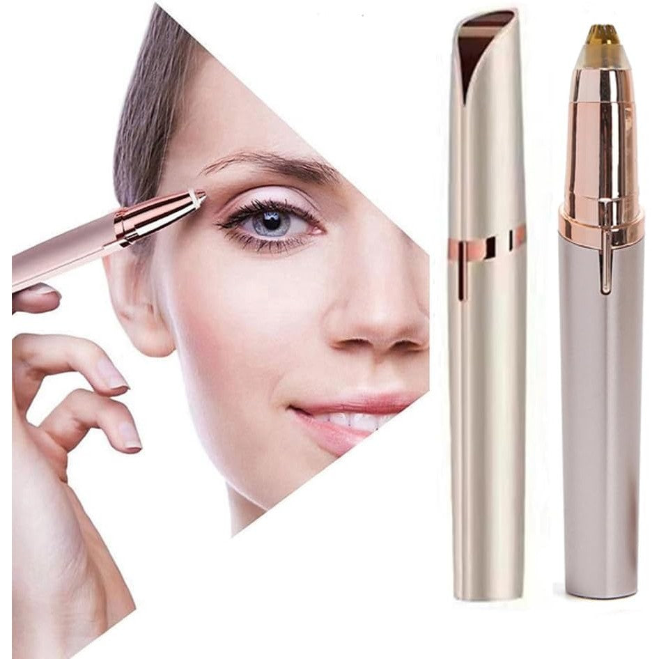 Trimmer Facial pentru Sprancene si Epilare Faciala, Reincarcabil prin USB, Lama Otel Inoxidabil si ABS, 1.5 x 13 cm, Sampanie