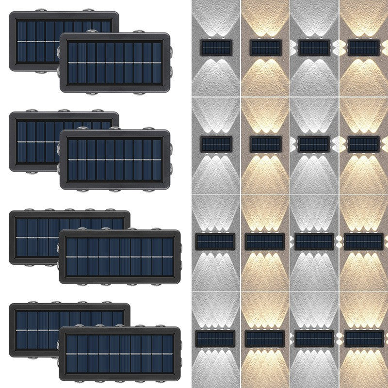 Lampa Solara De Perete Cu 12 LED, Iluminat Exterior Dual Lumina Alba Si Calda, Protectie IP65, Material ABS Si PC, 19 x 9.5 cm, Negru