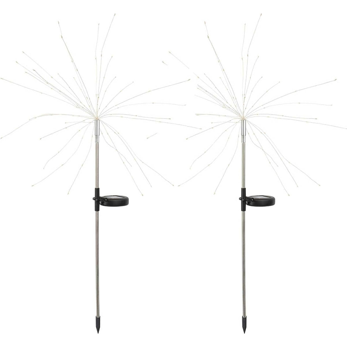 Lampa Solara Decorativa Gradina, Model Artificii Fireworks, 8 Moduri Iluminare, Sarma Cupru Flexibila, 120 LED, IP55, 90 cm, Alb Rece