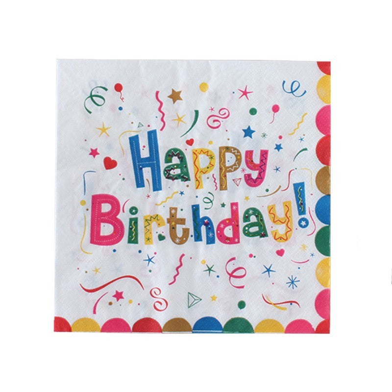 Servetele de Masa Happy Birthday, Servetele Aniversare Tematice pentru Petrecere, Hartie 2 Straturi, 33 x 33 cm, Alb Multicolor, Set 20 Bucati