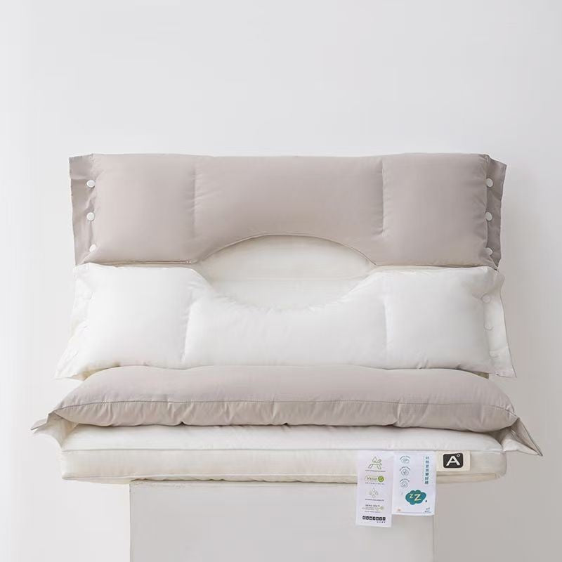 Pernă Ortopedică 3 în 1, Protecție Cervicală și Susținere Ergonomică, Strat Dublu, Umplutură Fibră Poliester, 45 x 70 cm, Alb