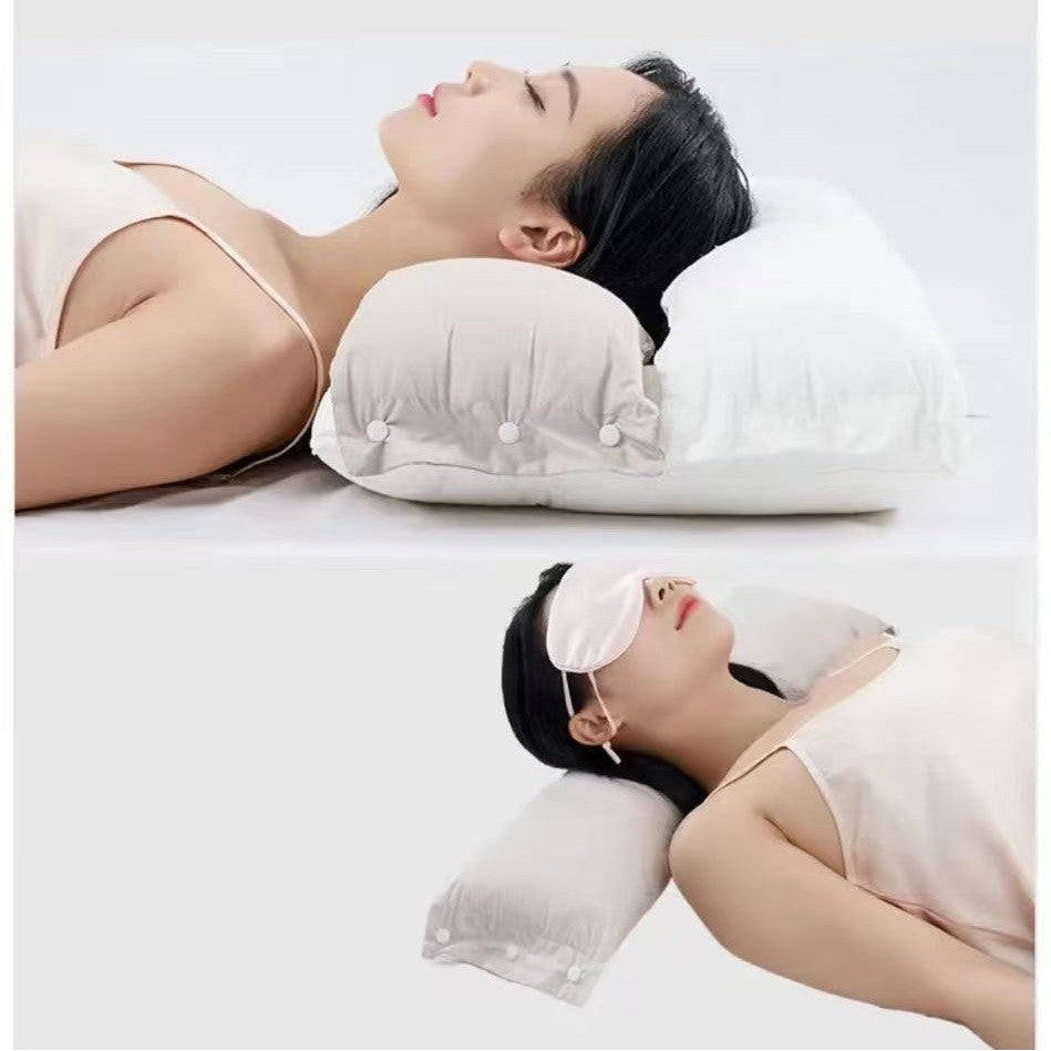 Pernă Ortopedică 3 în 1, Protecție Cervicală și Susținere Ergonomică, Design Strat Dublu, Umplutură Fibră Poliester, 45 x 70 cm, Gri