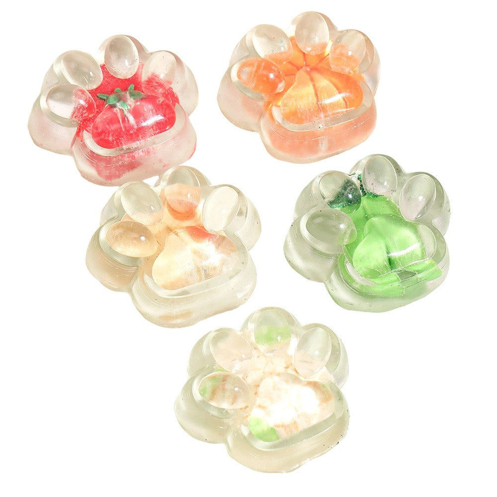Jucarie Antistres Squishy Labuta de Pisica, Revenire Lenta, Material TPR Moale, Textura Pufoasa cu Model Legume, 7 x 6.5 cm, Multicolor