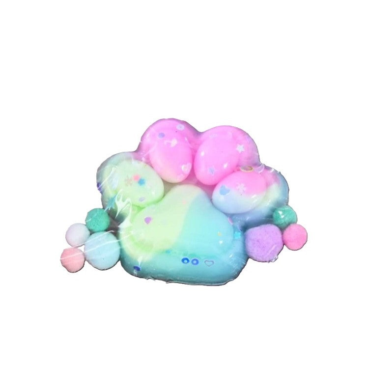 Jucarie Antistres Squishy, Labuta de Pisica Pufoasa, Revenire Lenta pentru Terapie Senzoriala, Material TPR, 7.5 cm, Multicolor