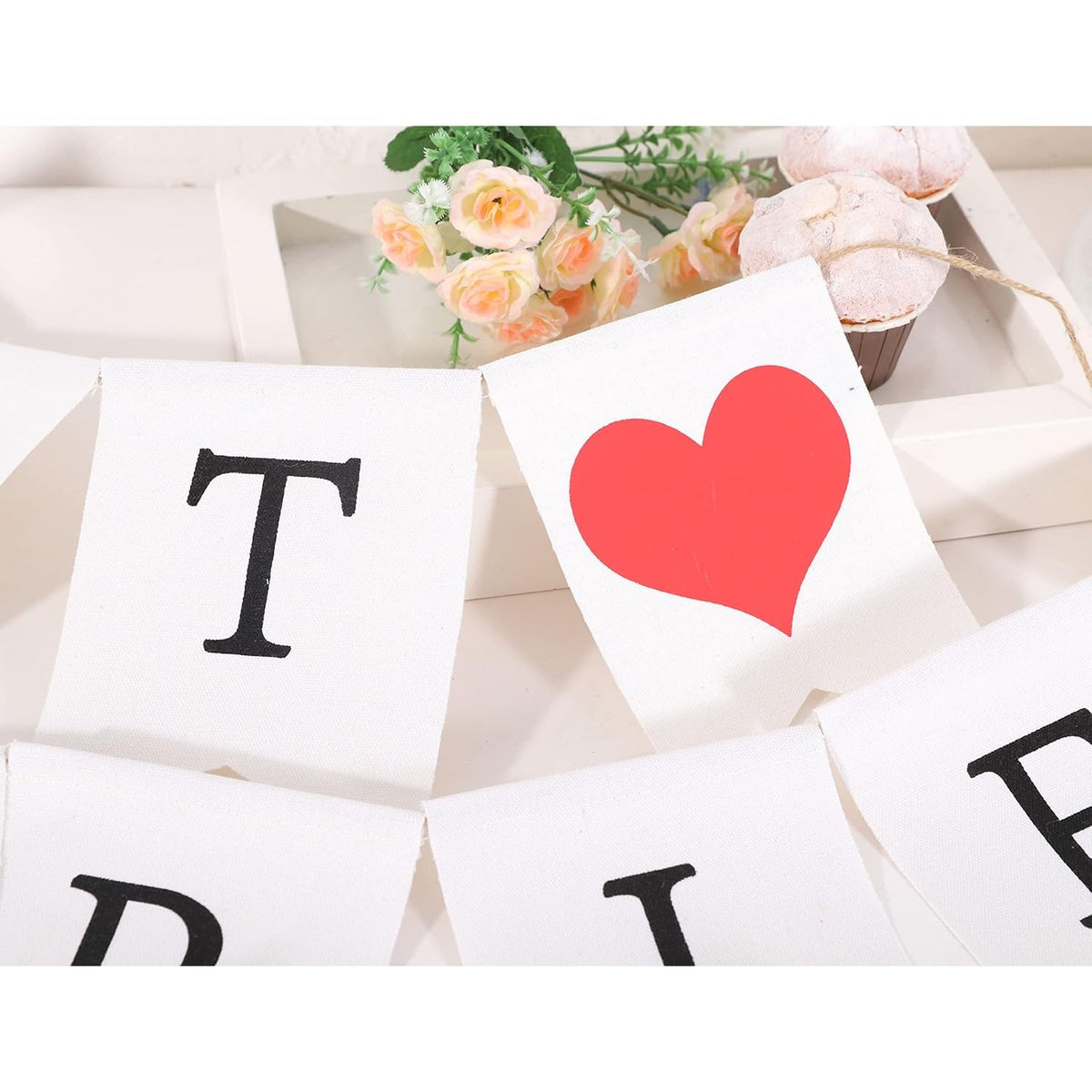 Banner Decorativ Nunta, Model Just Married, Ghirlanda Ornamente Sala si Photo Corner, Carton, Alb-Negru