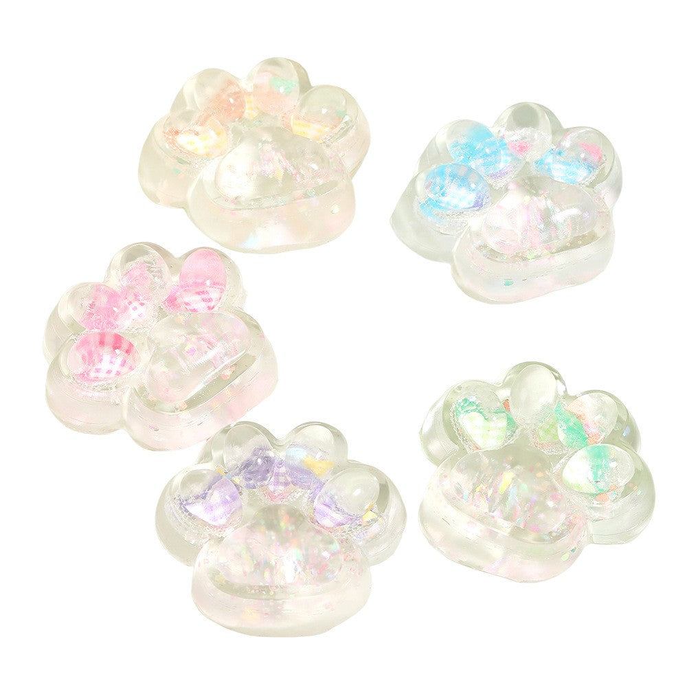 Jucarie Antistres Squishy, Labuta de Pisica Pufoasa cu Revenire Lenta, Model Inima, Material TPR Flexibil, 7 x 6.5 cm, Multicolor
