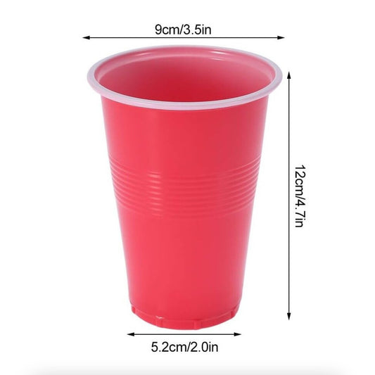 Joc de Baut Beer Pong, Set Interactiv de Petrecere pentru Adulti, Pahare Reutilizabile si Mingi de Tenis, Plastic, 24 Piese, Rosu si Albastru