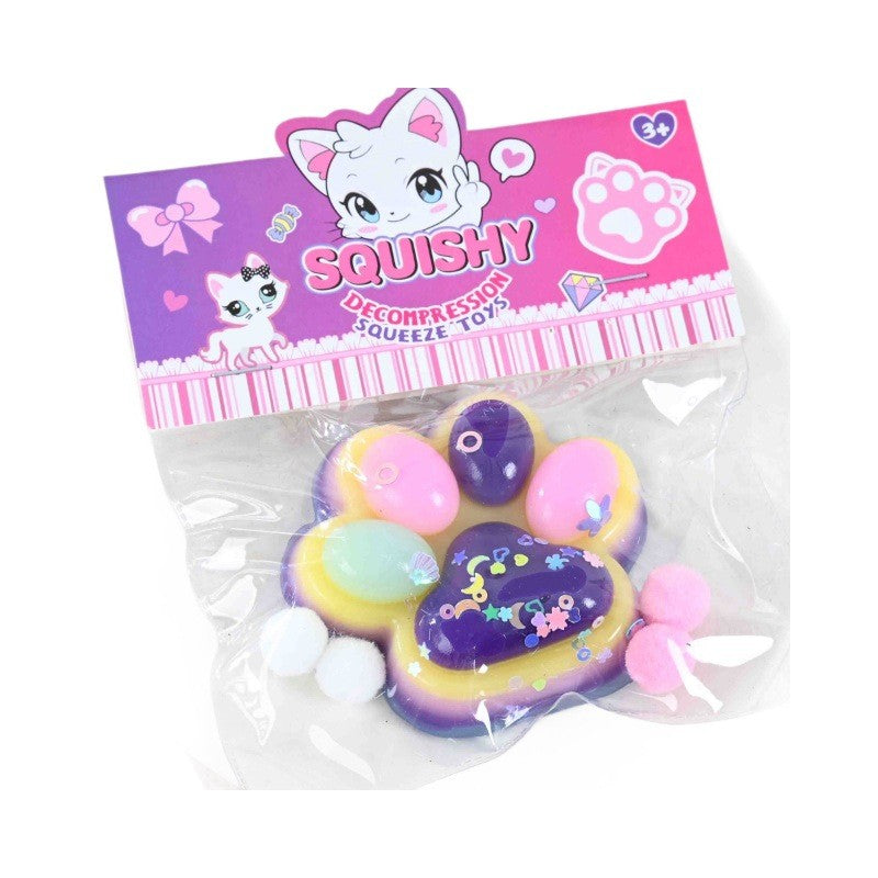Jucarie Antistres Squishy, Labuta de Pisica Pufoasa, Revenire Lenta, Material TPR Moale, 7.5 cm, Model 27051, Multicolor