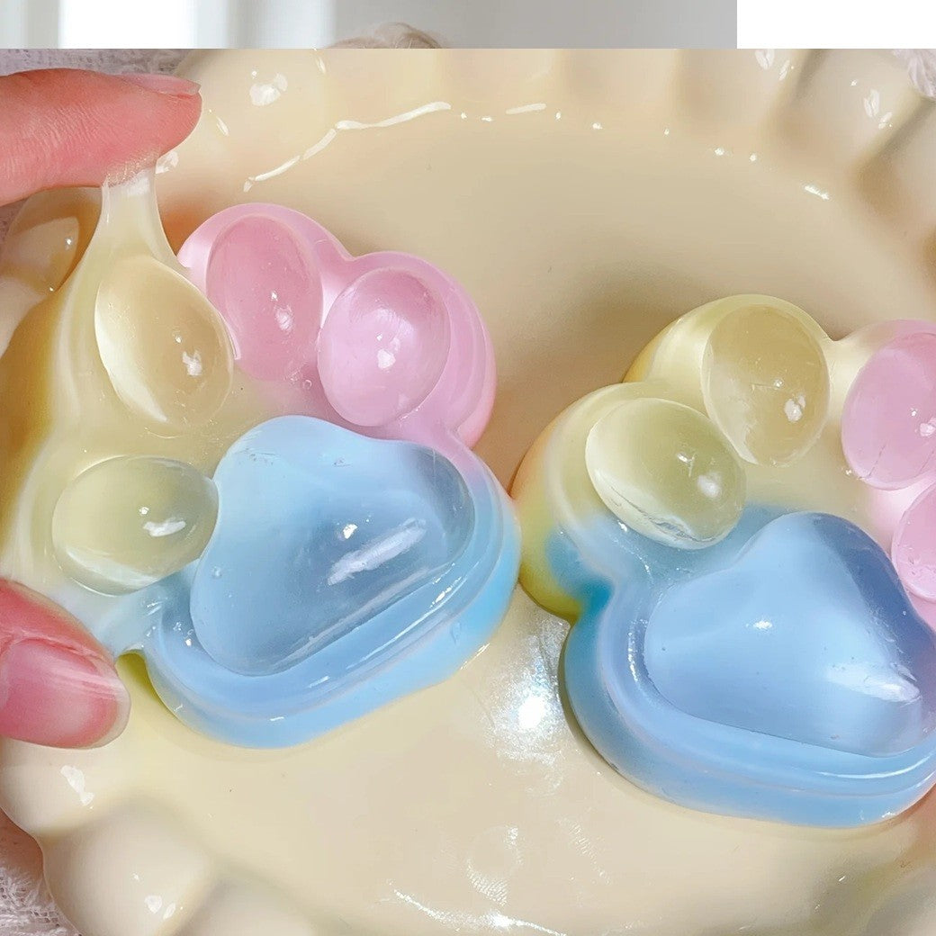 Jucarie Antistres Squishy, Labuta de Pisica cu Revenire Lenta, Jucarie Senzoriala Moale, Material TPR, 7.5 x 8.5 cm, Multicolor