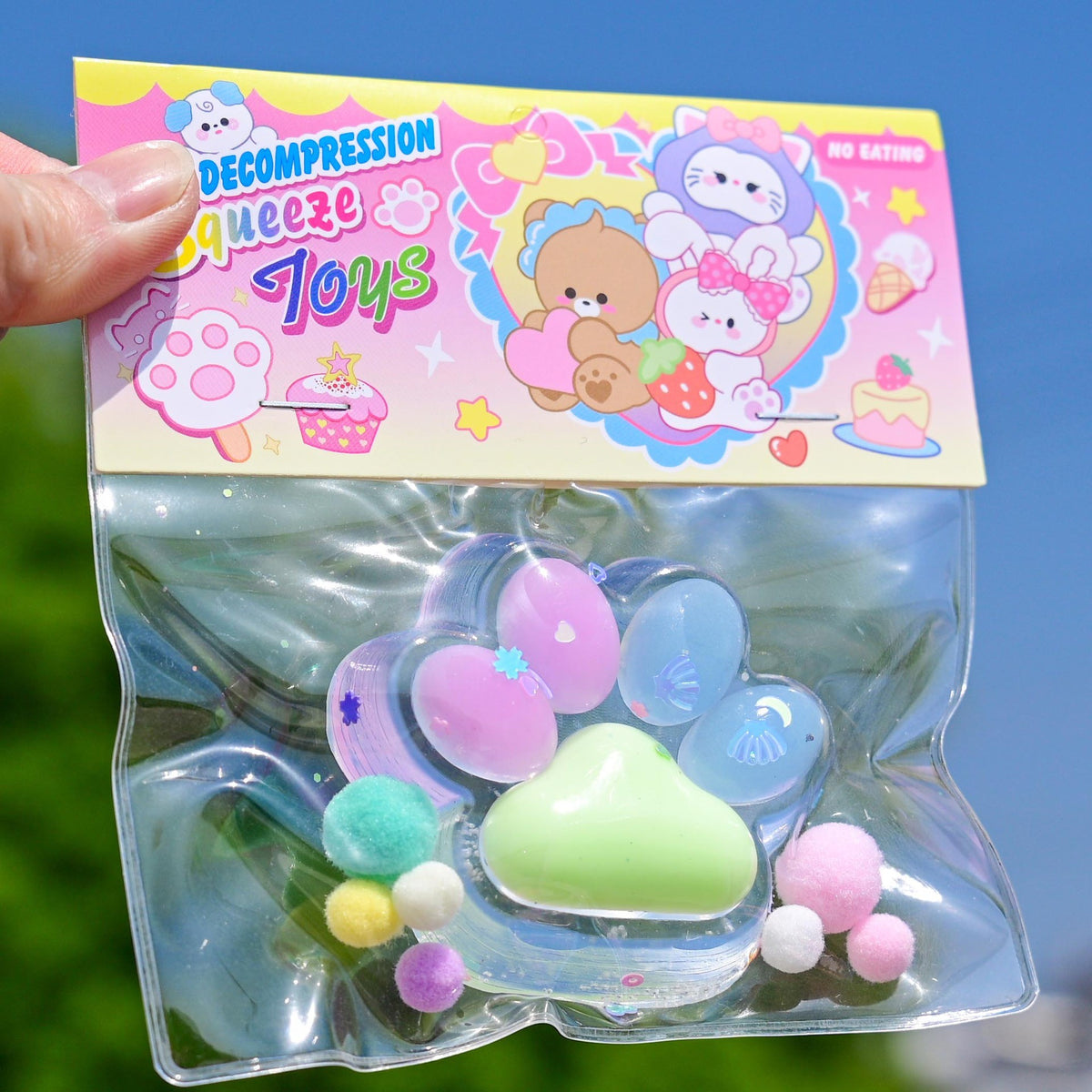 Jucarie Antistres Squishy Labuta de Pisica, Revenire Lenta pentru Relaxare Senzoriala, Material TPR Moale, 7.5 cm, Multicolor