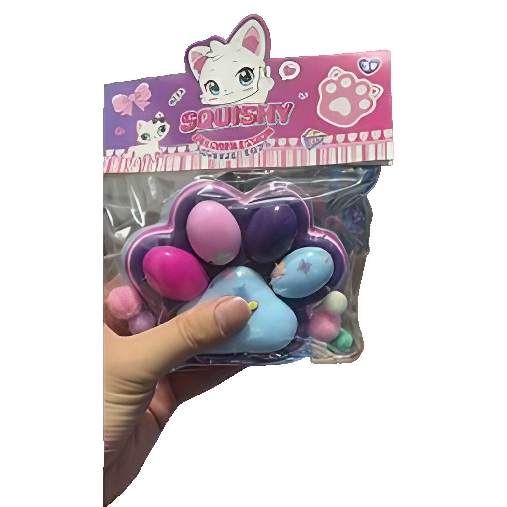 Jucarie Antistres Squishy, Revenire Lenta Tip Squeeze Pinch, Model Labuta de Pisica, Material TPR Moale, 12.5x10.5 cm, 220g, Multicolor