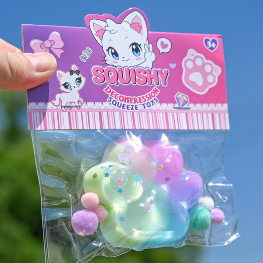 Jucarie Antistres Squishy Labuta De Pisica, Squeeze Toy Cu Revenire Lenta, Terapie Senzoriala, Material TPR Moale, 7.5 x 6 cm, Multicolor