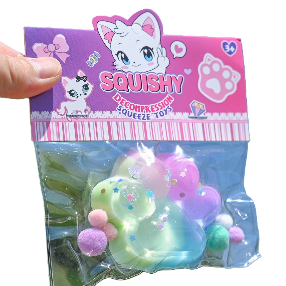 Jucarie Antistres Squishy Labuta De Pisica, Squeeze Toy Cu Revenire Lenta, Terapie Senzoriala, Material TPR Moale, 7.5 x 6 cm, Multicolor