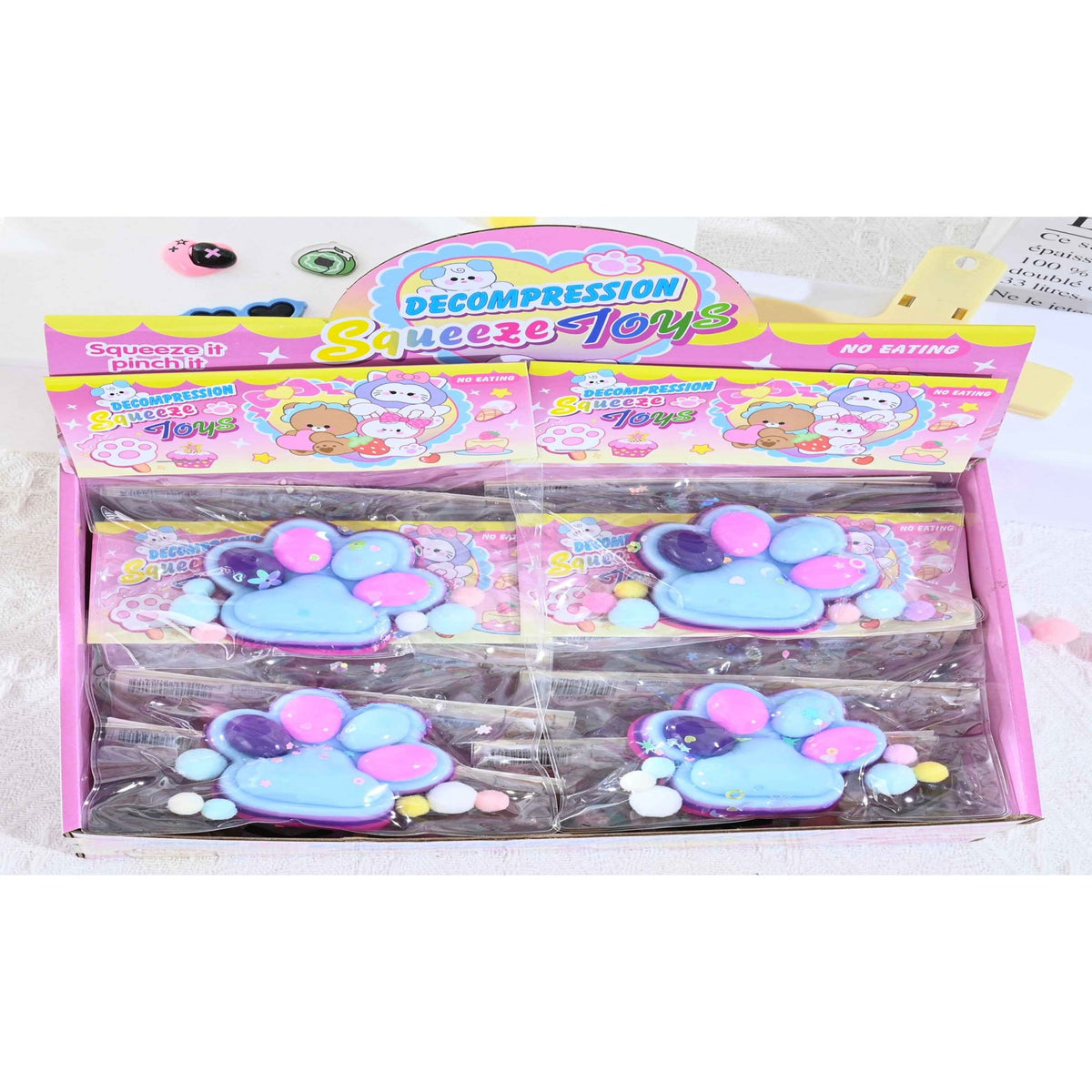Jucarie Antistres Squishy, Labuta de Pisica cu Revenire Lenta, Material TPR Moale, Terapie Senzoriala, 7.5 cm, Multicolor
