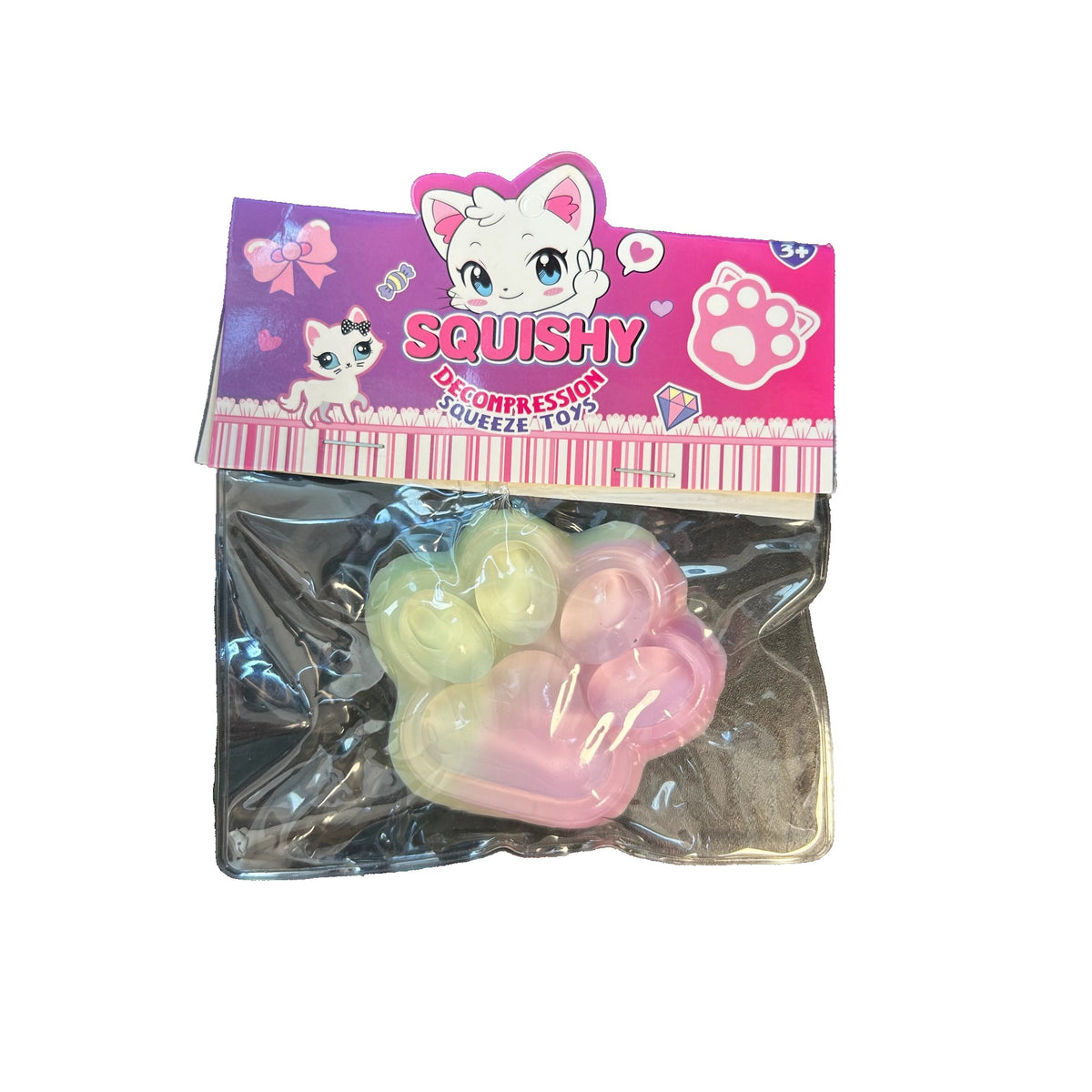 Jucarie Antistres Squishy, Labuta de Pisica Pufoasa cu Revenire Lenta, Terapie Senzoriala, Material TPR Moale, 7.5 x 8.5 cm, Multicolor, Model 270511