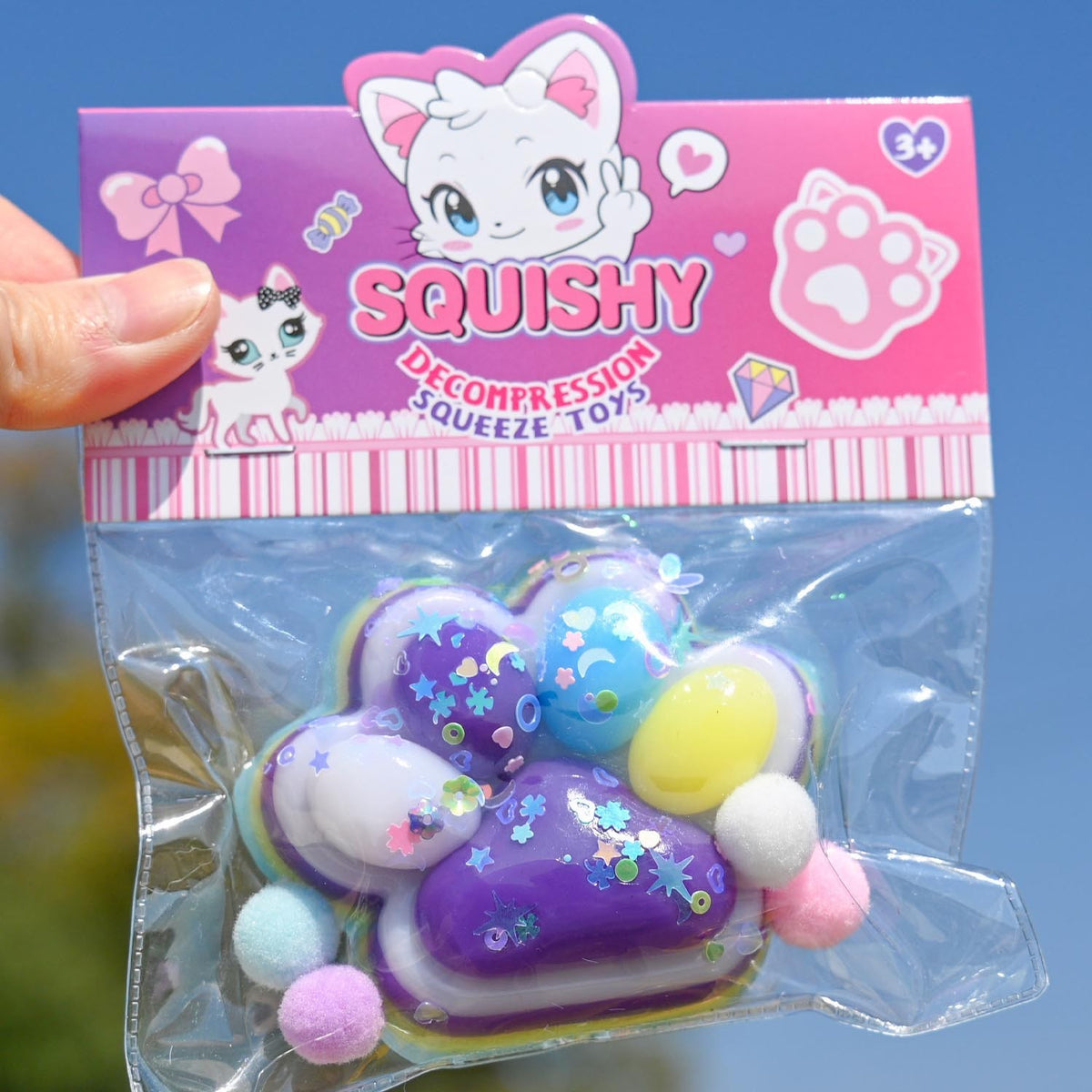 Jucarie Antistres Squishy, Labuta de Pisica Squeeze Toy cu Revenire Lenta, Material TPR Moale, 7.5 x 6 cm, Multicolor