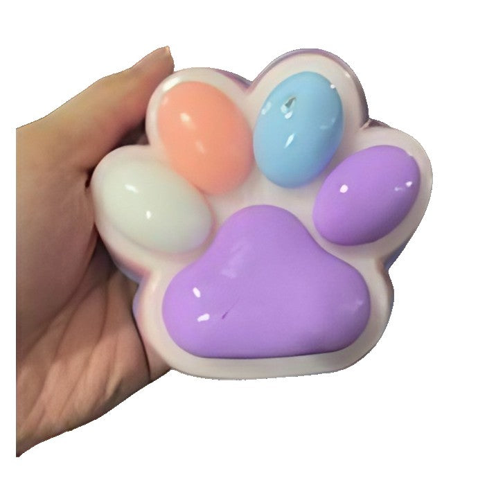 Jucarie Antistres Squishy, Model Labuta de Pisica Cat Paw, Revenire Lenta, Material TPR Moale, 12.5x10.5 cm, 220g, Multicolor