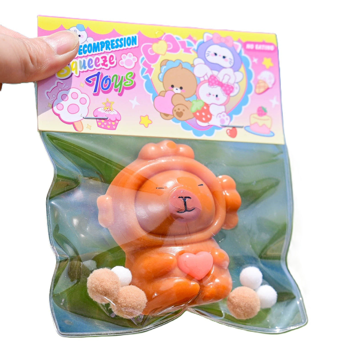 Jucarie Antistres Squishy Capybara, Efect Revenire Lenta Slow Rising, Material TPR Moale, 7.5 x 6.5 cm, Maro
