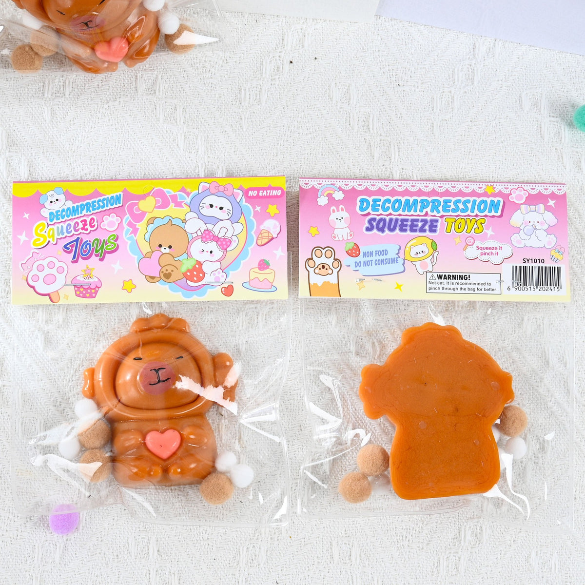Jucarie Antistres Squishy Capybara, Efect Revenire Lenta Slow Rising, Material TPR Moale, 7.5 x 6.5 cm, Maro