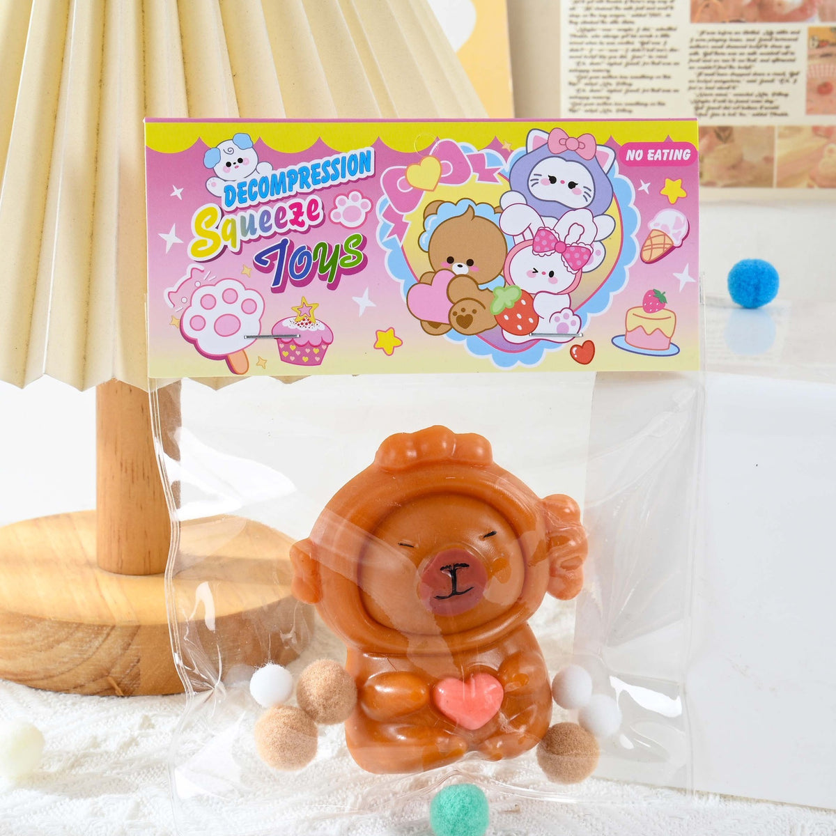 Jucarie Antistres Squishy Capybara, Efect Revenire Lenta Slow Rising, Material TPR Moale, 7.5 x 6.5 cm, Maro